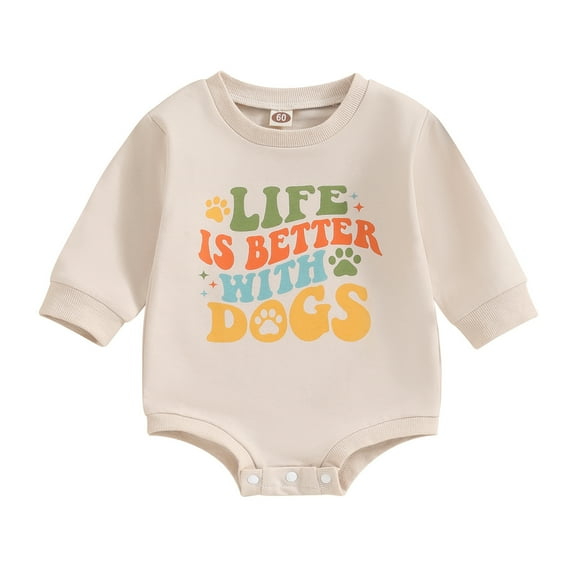 Bagilaanoe Newborn Baby Girl Boy Oversized Romper Sweatshirt Long Sleeve Bodysuits Letter Print Pullover 3M 6M 12M 18M Infant Casual Tee Tops