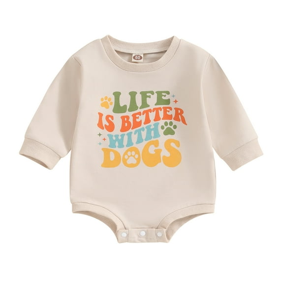 Bagilaanoe Newborn Baby Girl Boy Oversized Romper Sweatshirt Long Sleeve Bodysuits Letter Print Pullover 3M 6M 12M 18M Infant Casual Tee Tops