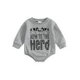 thumbnail image 1 of Bagilaanoe Newborn Baby Girl Boy Oversized Romper Sweatshirt Long Sleeve Bodysuits Letter Print Pullover 3M 6M 12M Infant Casual Tee Tops, 1 of 8
