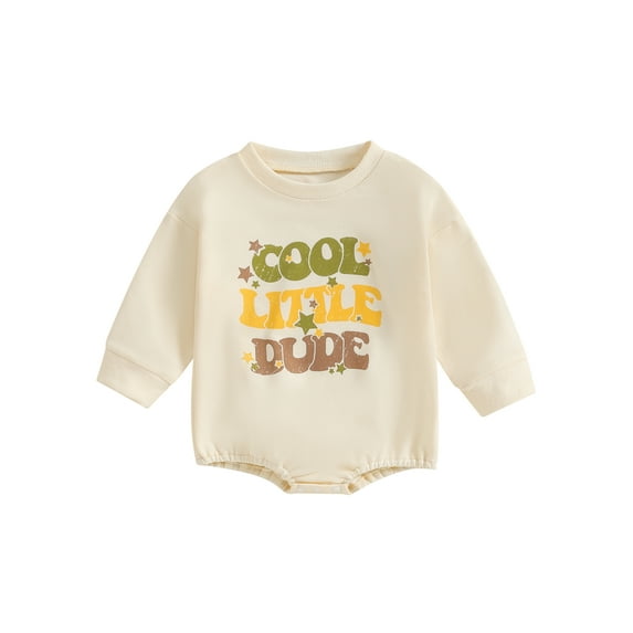 Bagilaanoe Newborn Baby Girl Boy Oversized Romper Sweatshirt Long Sleeve Bodysuits Letter Print Pullover 3M 6M 9M 12M Infant Casual Tee Tops