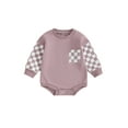 thumbnail image 1 of Bagilaanoe Newborn Baby Girl Boy Oversized Romper Sweatshirt Long Sleeve Bodysuits Plaid Contrast Color Pullover 3M 6M 12M 18M Infant Casual Tee Tops, 1 of 8