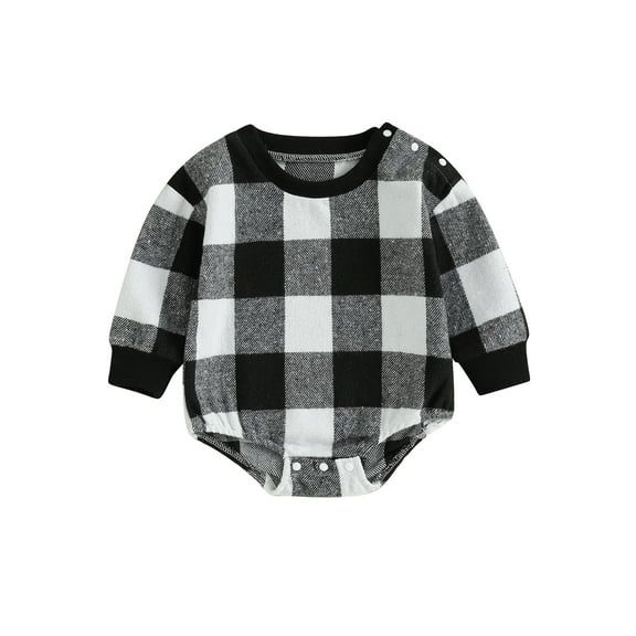 Bagilaanoe Newborn Baby Girl Boy Oversized Romper Sweatshirt Long Sleeve Bodysuits Plaid Pullover 3M 6M 12M 18M Infant Casual Tee Tops