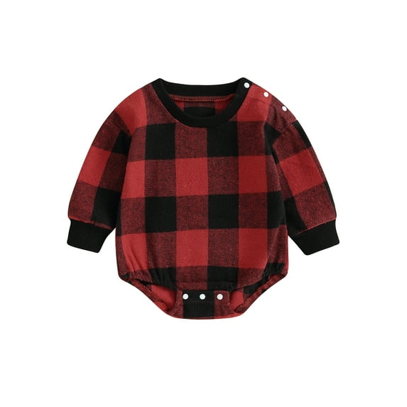 Bagilaanoe Newborn Baby Girl Boy Oversized Romper Sweatshirt Long Sleeve Bodysuits Plaid Pullover 3M 6M 12M 18M Infant Casual Tee Tops
