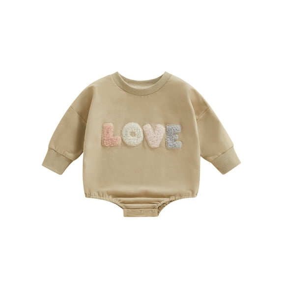 Bagilaanoe Newborn Baby Girl Boy Oversized Rompers Letter Embroidery Print Long Sleeve Bodysuits 3M 6M 9M 12M Infant One Piece Short Jumpsuit