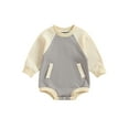 thumbnail image 1 of Bagilaanoe Newborn Baby Girl Boy Oversized Rompers Sweatshirt Long Sleeve Bodysuits Contrast Color Pullover 6M 12M 18M 24M Infant Casual Tee Tops, 1 of 8