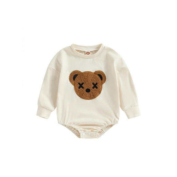 Bagilaanoe Newborn Baby Girl Boy Romper Sweatshirt Long Sleeve Bodysuit Embroidery Pullover 3M 6M 12M 18M 24M Infant Casual Tee Tops