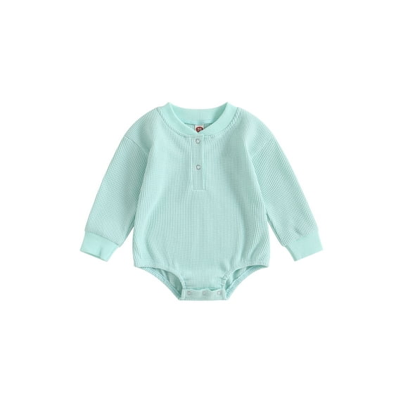 Bagilaanoe Newborn Baby Girl Boy Romper Sweatshirt Long Sleeve Bodysuit Waffle Pullover 6M 12M 18M 24M Infant Casual Tee Tops