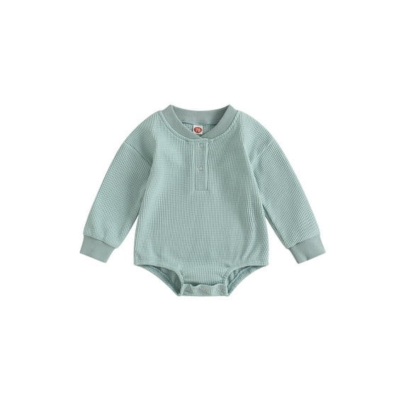 Bagilaanoe Newborn Baby Girl Boy Romper Sweatshirt Long Sleeve Bodysuit Waffle Pullover 6M 12M 18M 24M Infant Casual Tee Tops