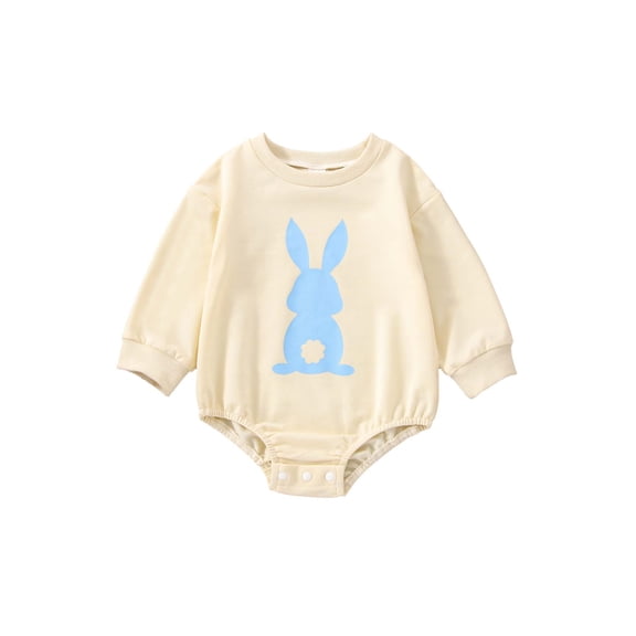 Bagilaanoe Newborn Baby Girl Boy Rompers Cartoon Rabbit Print Long Sleeve Bodysuits 3M 6M 12M 18M Infant Easter One Piece Short Jumpsuit