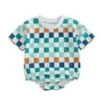 thumbnail image 1 of Bagilaanoe Newborn Baby Girl Boy Rompers Checkerboard Print Short Sleeve Bodysuit 3M 6M 12M 18M Infant Summer One Piece Jumpsuit, 1 of 6