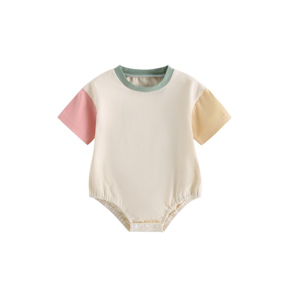 Bagilaanoe Newborn Baby Girl Boy Rompers Contrast Color Short Sleeve Bodysuits 3M 6M 12M 18M 24M Infant Casual One Piece Short Jumpsuit