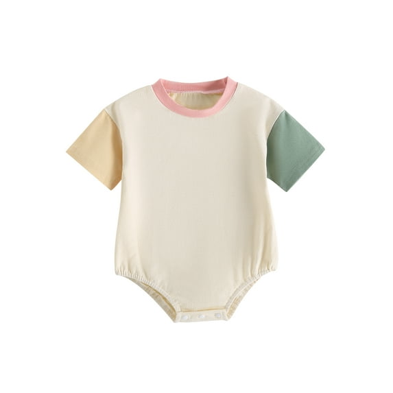 Bagilaanoe Newborn Baby Girl Boy Rompers Contrast Color Short Sleeve Bodysuits 3M 6M 12M 18M 24M Infant Casual One Piece Short Jumpsuit