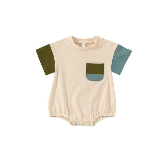 Bagilaanoe Newborn Baby Girl Boy Rompers Contrast Color Short Sleeve Bodysuits 6M 12M 18M 24M Infant Casual One Piece Short Jumpsuit