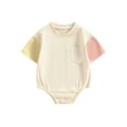 thumbnail image 1 of Bagilaanoe Newborn Baby Girl Boy Rompers Contrast Short Sleeve Bodysuits 3M 6M 12M 18M 24M Infant Casual One Piece Short Jumpsuit, 1 of 8