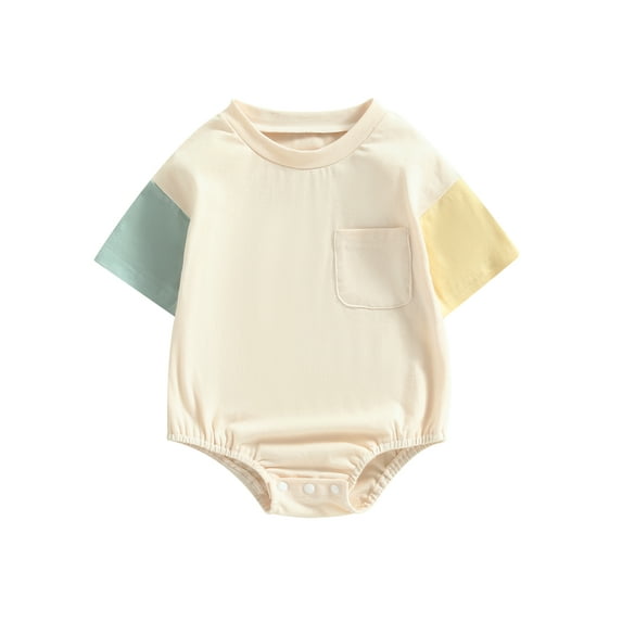 Bagilaanoe Newborn Baby Girl Boy Rompers Contrast Short Sleeve Bodysuits 3M 6M 12M 18M 24M Infant Casual One Piece Short Jumpsuit