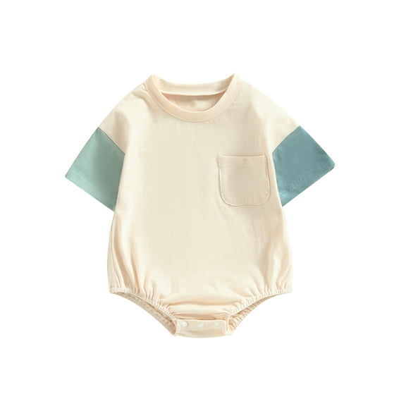 Bagilaanoe Newborn Baby Girl Boy Rompers Contrast Short Sleeve Bodysuits 3M 6M 12M 18M 24M Infant Casual One Piece Short Jumpsuit