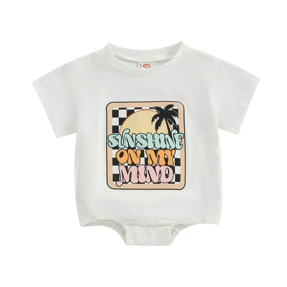 Bagilaanoe Newborn Baby Girl Boy Rompers Letter Print Short Sleeve Bodysuits 6M 12M 18M 24M Infant Casual One Piece Short Jumpsuit