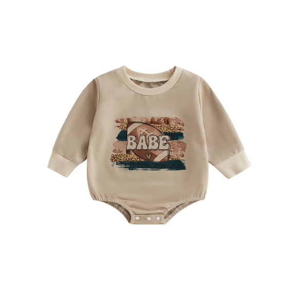 Bagilaanoe Newborn Baby Girl Boy Rompers Letter Rugby Print Long Sleeve Bodysuits 3M 6M 12M 18M 24M Infant Casual One Piece Short Jumpsuit