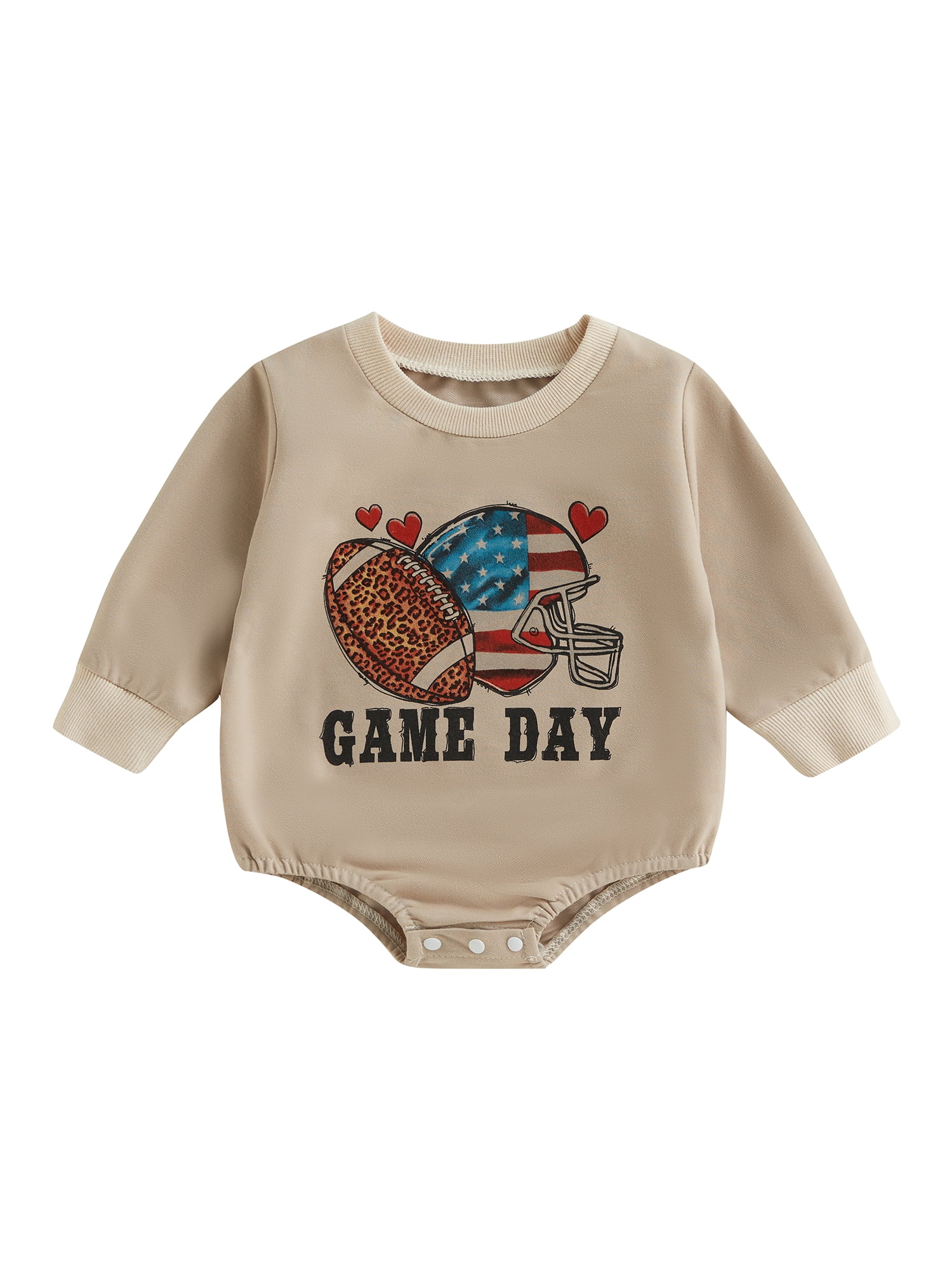 Bagilaanoe Newborn Baby Girl Boy Rompers Letter Rugby Print Long Sleeve ...
