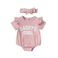 thumbnail image 1 of Bagilaanoe Newborn Baby Girl Boy Rompers Letters Print Short Sleeve Bodysuits + Headband 3M 6M 12M 18M Infant Casual One Piece Short Jumpsuit, 1 of 8