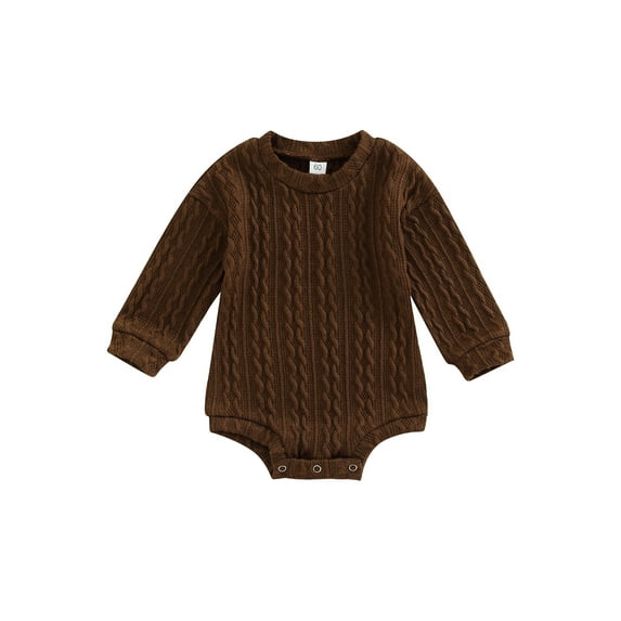 Bagilaanoe Newborn Baby Girl Boy Rompers Long Sleeve Bodysuit 3M 6M 12M 18M Infant Knitted One Piece Jumpsuit