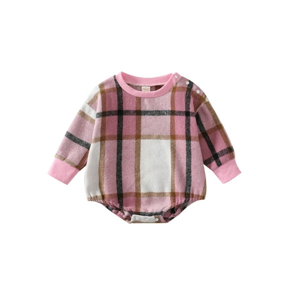 Bagilaanoe Newborn Baby Girl Boy Rompers Plaid Print Long Sleeve Bodysuits 3M 6M 12M 18M Infant Casual One Piece Short Jumpsuit