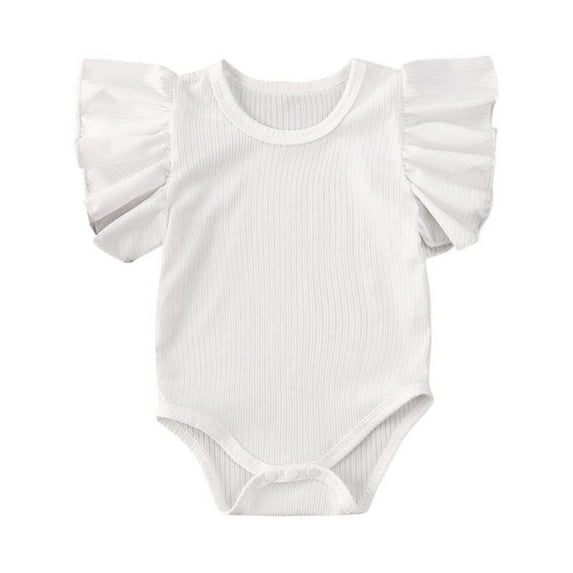 Bagilaanoe Newborn Baby Girl Boy Rompers Ruffle Short Sleeve Bodysuits 3M 6M 12M 18M Infant Casual One Piece Short Jumpsuit