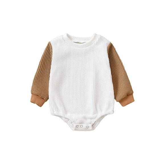 Bagilaanoe Newborn Baby Girl Boy Rompers Sweater Contrast Color Long Sleeve Knitted Bodysuits 3M 6M 12M 18M Infant Casual One Piece Short Jumpsuit