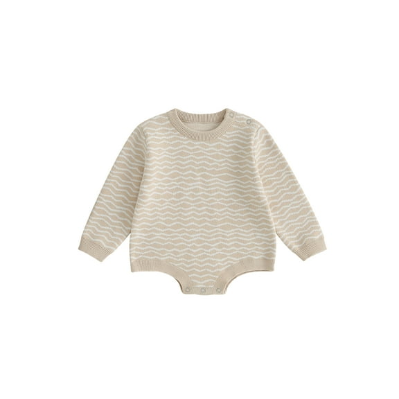 Bagilaanoe Newborn Baby Girl Boy Rompers Sweater Solid Long Sleeve Knit Bodysuits 3M 6M 9M 12M 24M Warm One Piece Short Jumpsuit