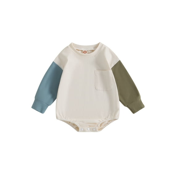 Bagilaanoe Newborn Baby Girl Boy Rompers Sweatshirt Long Sleeve Bodysuits Contrast Color Pullover 3M 6M 12M 18M 24M Infant Casual Tee Tops