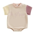 thumbnail image 1 of Bagilaanoe Newborn Baby Girl Boy Summer Rompers Letter Embroidery Short Sleeve Bodysuits 3M 6M 12M 18M Infant Casual One Piece Short Jumpsuit, 1 of 8