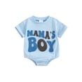 thumbnail image 1 of Bagilaanoe Newborn Baby Girl Boy Summer Rompers Letter Embroidery Short Sleeve Bodysuits 3M 6M 12M 18M Infant Casual One Piece Short Jumpsuit, 1 of 9