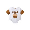 thumbnail image 1 of Bagilaanoe Newborn Baby Girl Boy Summer Rompers Letter/Ice Cream Print Short Sleeve Bodysuits 3M 6M 12M 18M 24M Infant One Piece Short Jumpsuit, 1 of 8