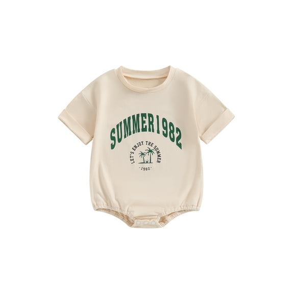 Bagilaanoe Newborn Baby Girl Boy Summer Rompers Letter Print Short Sleeve Bodysuits 3M 6M 12M 18M Infant Casual One Piece Short Jumpsuit