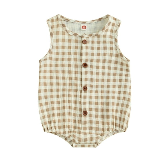 Bagilaanoe Newborn Baby Girl Boy Summer Rompers Plaid Print Sleeveless Bodysuits 3M 6M 12M 18M Infant Casual One Piece Short Jumpsuit