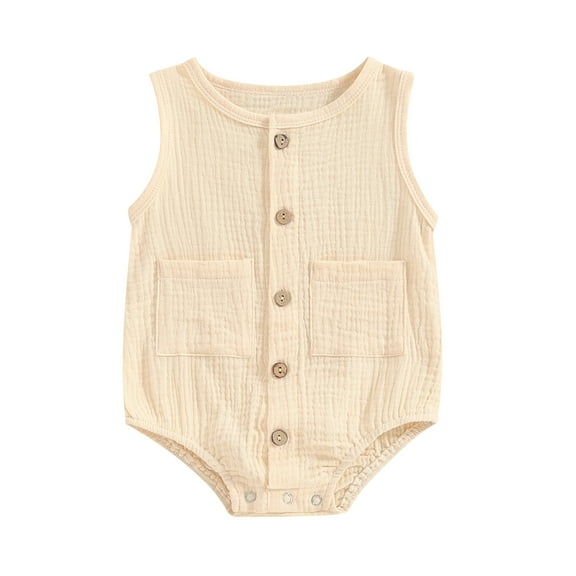 Bagilaanoe Newborn Baby Girl Boy Summer Rompers Sleeveless Bodysuits 3M 6M 12M 18M Infant Casual One Piece Short Jumpsuit