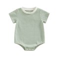 thumbnail image 1 of Bagilaanoe Newborn Baby Girl Boy Summer Rompers Striped Print Short Sleeve Bodysuits 3M 6M 12M 18M Infant Waffle Casual One Piece Short Jumpsuit, 1 of 8
