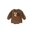 thumbnail image 1 of Bagilaanoe Newborn Baby Girl Boy Thanksgiving Romper Sweatshirt Long Sleeve Bodysuit Turkey Letter Print Pullover 3M 6M 12M 18M Fall Tops, 1 of 9