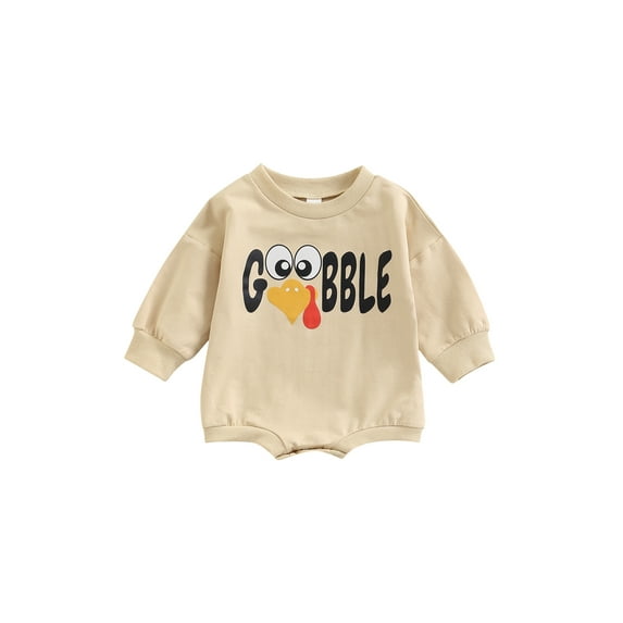 Bagilaanoe Newborn Baby Girl Boy Thanksgiving Romper Sweatshirt Long Sleeve Bodysuit Turkey Letter Print Pullover 3M 6M 12M 18M Fall Tops