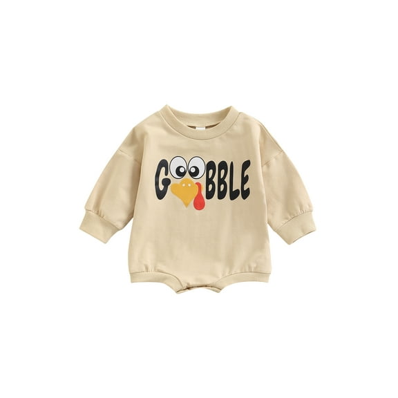 Bagilaanoe Newborn Baby Girl Boy Thanksgiving Romper Sweatshirt Long Sleeve Bodysuit Turkey Letter Print Pullover 3M 6M 12M 18M Fall Tops