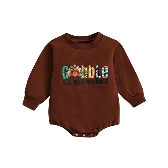 Bagilaanoe Newborn Baby Girl Boy Thanksgiving Romper Sweatshirt Long Sleeve Bodysuits Letter Print Pullover 3M 6M 12M 18M 24M Infant Casual Tee Tops
