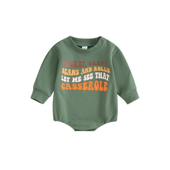 Bagilaanoe Newborn Baby Girl Boy Thanksgiving Romper Sweatshirt Long Sleeve Bodysuits Letter Print Pullover 3M 6M 12M 18M Infant Casual Tee Tops