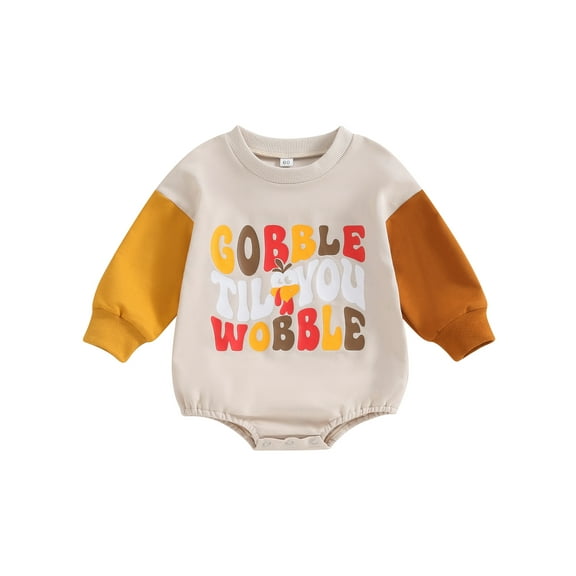 Bagilaanoe Newborn Baby Girl Boy Thanksgiving Romper Sweatshirt Long Sleeve Bodysuits Turkey Letter Print Pullover 6M 12M 18M 24M Infant Casual Tee Tops