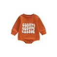 thumbnail image 1 of Bagilaanoe Newborn Baby Girl Boy Thanksgiving Rompers Letters Flower Print Long Sleeve Bodysuits 3M 6M 12M 18M Infant Casual One Piece Short Jumpsuit, 1 of 7