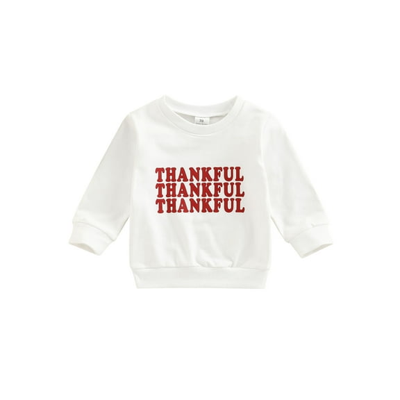 Bagilaanoe Newborn Baby Girl Boy Thanksgiving Sweatshirt Long Sleeve Letter Print Pullover 6M 9M 12M 18M 24M Infant Fall Loose Tee Tops