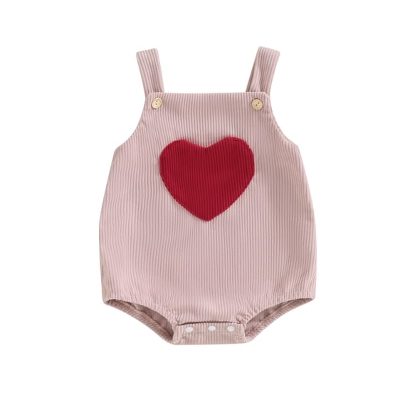 Bagilaanoe Newborn Baby Girl Boy Valentine Clothes Corduroy Rompers Heart Print Sleeveless Bodysuit 3M 6M 12M 18M Infant One Piece Jumpsuit