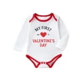 thumbnail image 1 of Bagilaanoe Newborn Baby Girl Boy Valentine Rompers LetterPrint Long Sleeve Bodysuits 3M 6M 9M 12M 18M Infant Cute One Piece Jumpsuit, 1 of 9