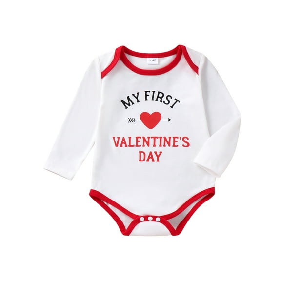 Bagilaanoe Newborn Baby Girl Boy Valentine Rompers LetterPrint Long Sleeve Bodysuits 3M 6M 9M 12M 18M Infant Cute One Piece Jumpsuit