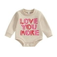 thumbnail image 1 of Bagilaanoe Newborn Baby Girl Boy Valentine's Day  Romper Sweatshirt Long Sleeve Bodysuits Letter Print Pullover 3M 6M 12M 18M 24M Infant Casual Tee Tops, 1 of 8