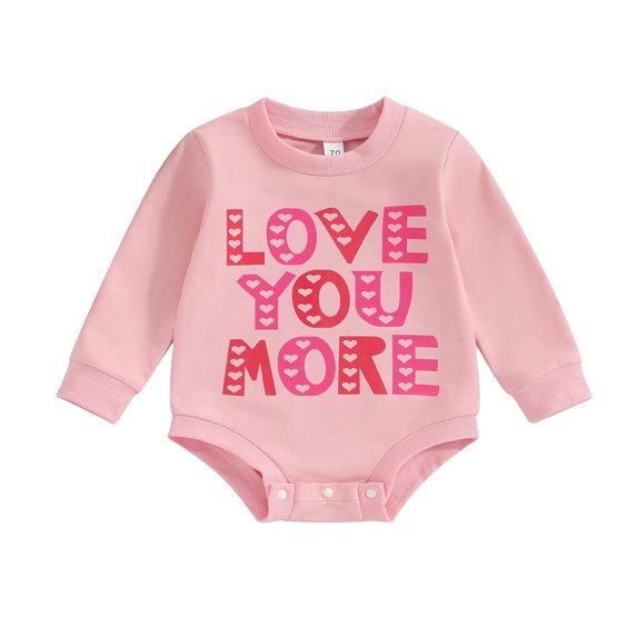 Bagilaanoe Newborn Baby Girl Boy Valentine's Day Romper Sweatshirt Long Sleeve Bodysuits Letter Print Pullover 3M 6M 12M 18M 24M Infant Casual Tee Tops